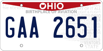 OH license plate GAA2651