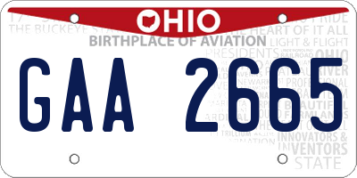 OH license plate GAA2665