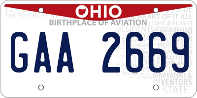 OH license plate GAA2669