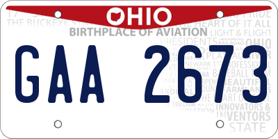 OH license plate GAA2673