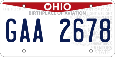 OH license plate GAA2678