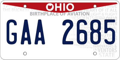 OH license plate GAA2685