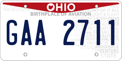 OH license plate GAA2711