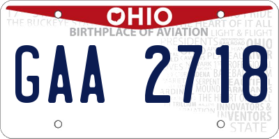OH license plate GAA2718