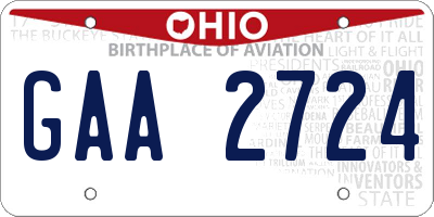 OH license plate GAA2724