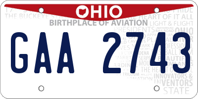 OH license plate GAA2743