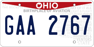 OH license plate GAA2767