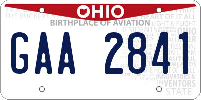 OH license plate GAA2841