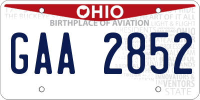 OH license plate GAA2852