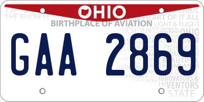 OH license plate GAA2869