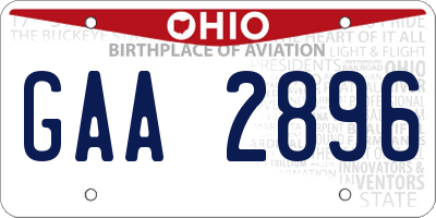 OH license plate GAA2896