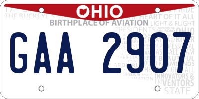 OH license plate GAA2907