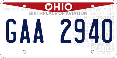 OH license plate GAA2940