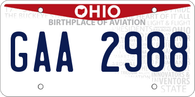 OH license plate GAA2988