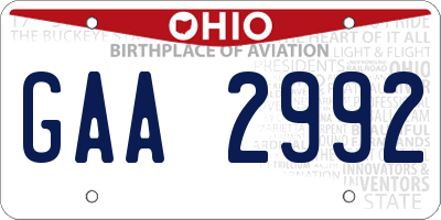 OH license plate GAA2992