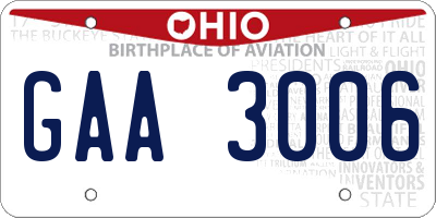 OH license plate GAA3006