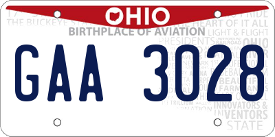 OH license plate GAA3028