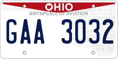 OH license plate GAA3032