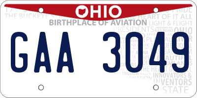 OH license plate GAA3049