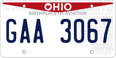 OH license plate GAA3067
