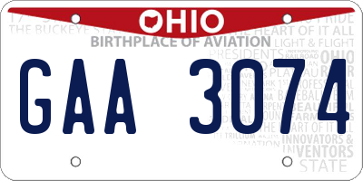 OH license plate GAA3074