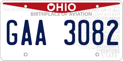 OH license plate GAA3082