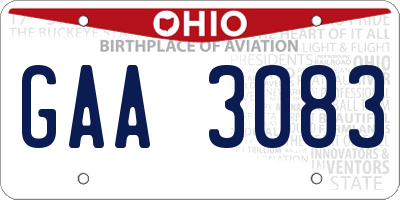 OH license plate GAA3083