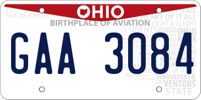 OH license plate GAA3084