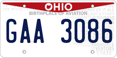 OH license plate GAA3086