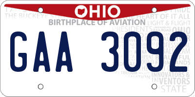 OH license plate GAA3092