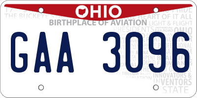 OH license plate GAA3096