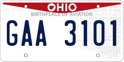 OH license plate GAA3101