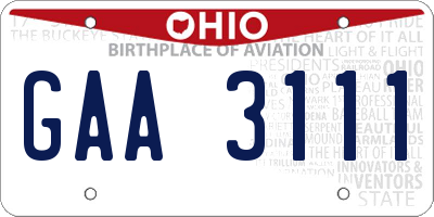 OH license plate GAA3111