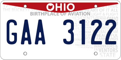 OH license plate GAA3122