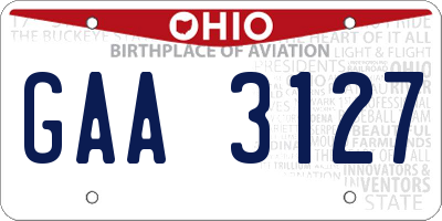 OH license plate GAA3127