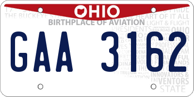OH license plate GAA3162