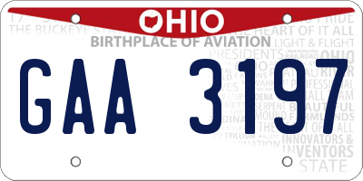 OH license plate GAA3197