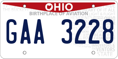 OH license plate GAA3228