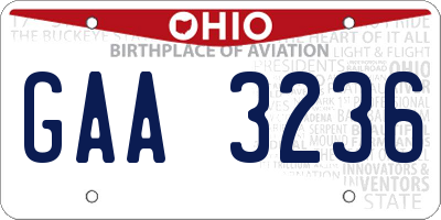 OH license plate GAA3236