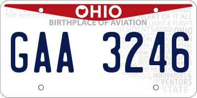 OH license plate GAA3246