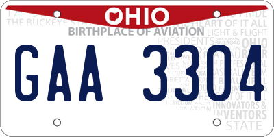 OH license plate GAA3304