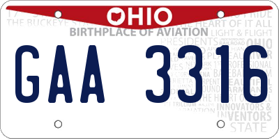 OH license plate GAA3316