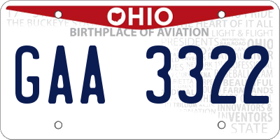 OH license plate GAA3322