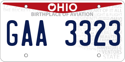 OH license plate GAA3323