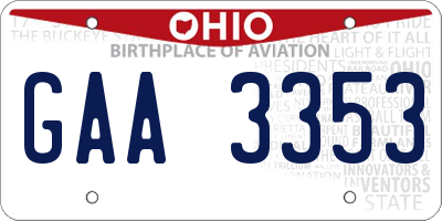 OH license plate GAA3353