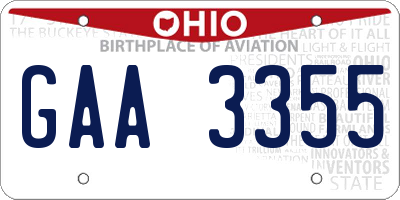 OH license plate GAA3355