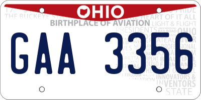 OH license plate GAA3356