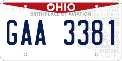 OH license plate GAA3381