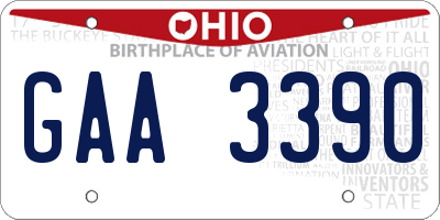 OH license plate GAA3390