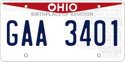 OH license plate GAA3401